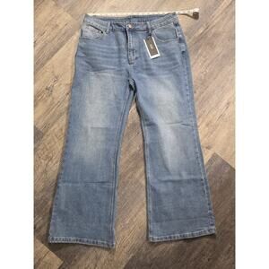 EM Wide Leg Jeans 2XL Light Wash High Rise Stretch Denim Flare MSRP $58